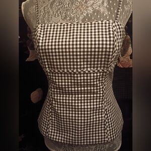 White House Black Market Black White Gingham Checked Bustier Top Like New Size 4